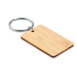 Rectangular bamboo key ring ANGLEBOO Keychains Logo printing or engraving