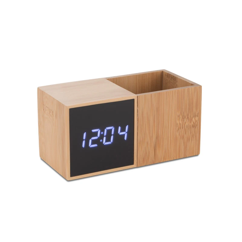 Desk clock with organizer BAMBOO Watches Logo printing or engraving
