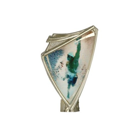 Gold Plastic Emblem with Print - SWIMMING